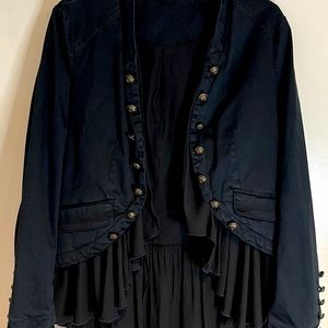 Free People Romantic Ruffles Black Jacket